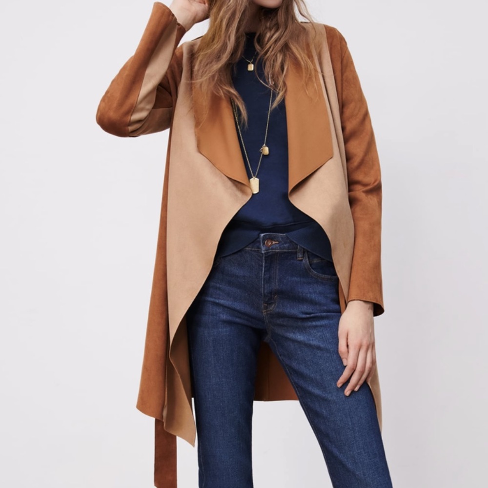 Zara patchwork jacket with tie size XS NWT brown - Picture 3 of 16